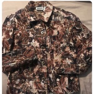 Chicos design women’s Brown jacket with gold embroidered and metallic beads